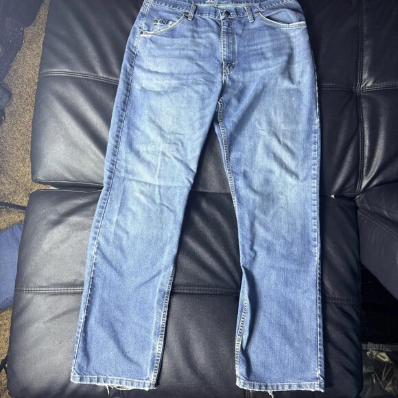Wrangler 01 Competition Cool Vintage Men's Straight Leg Jeans Blue Denim 35x34 - Picture 1 of 16